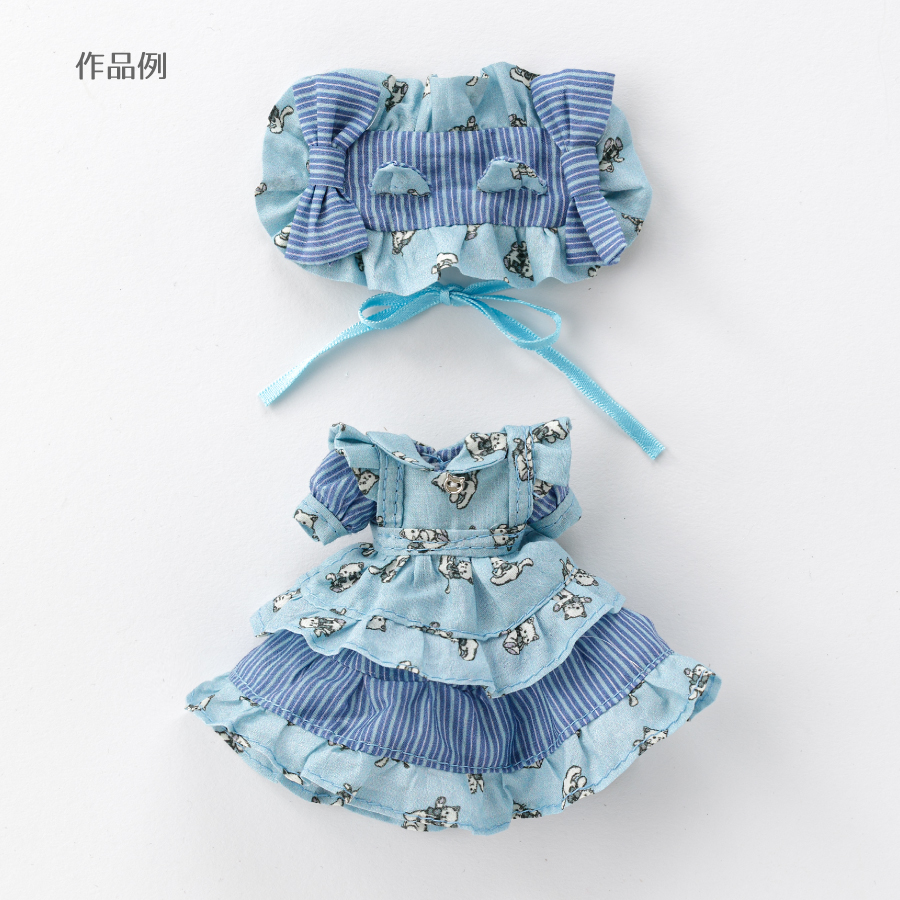 商品ページ｜ドール服用生地 ねこちゃん/ブルー Decora Doll×milk